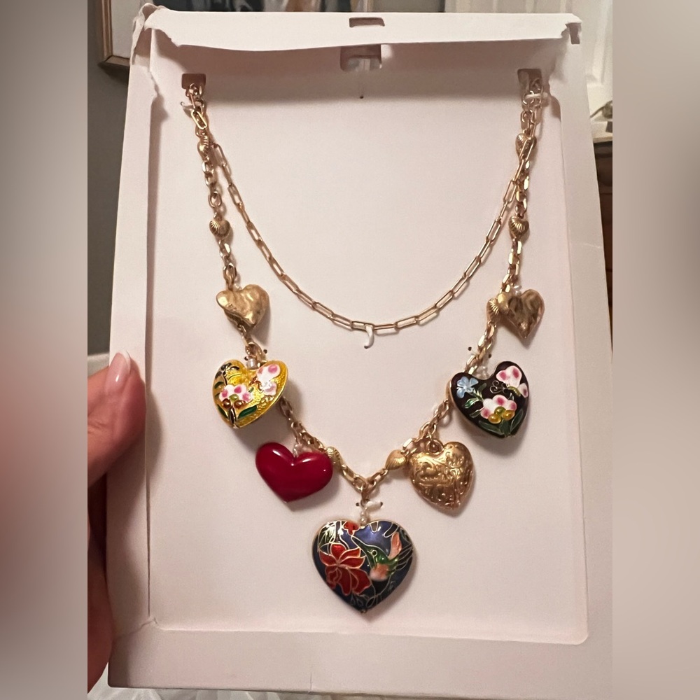 ZARA Set of 2 Heart Charm Necklaces - Picture 2 of 8